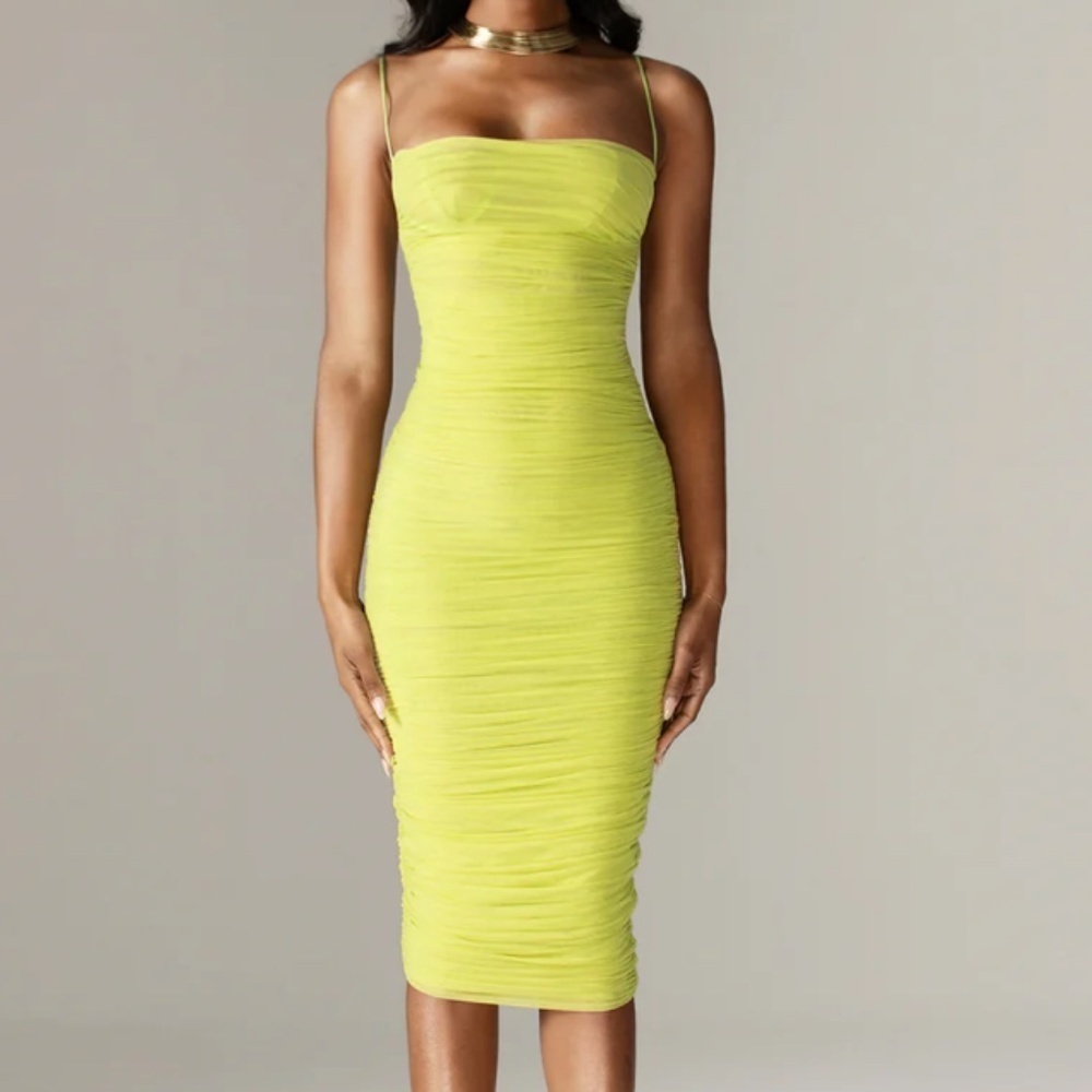Elegant Lime Midi Dress